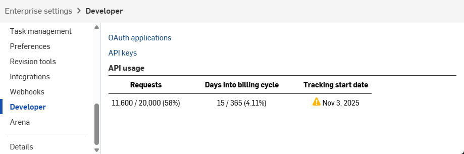 api usage in onshape enterprise settings
