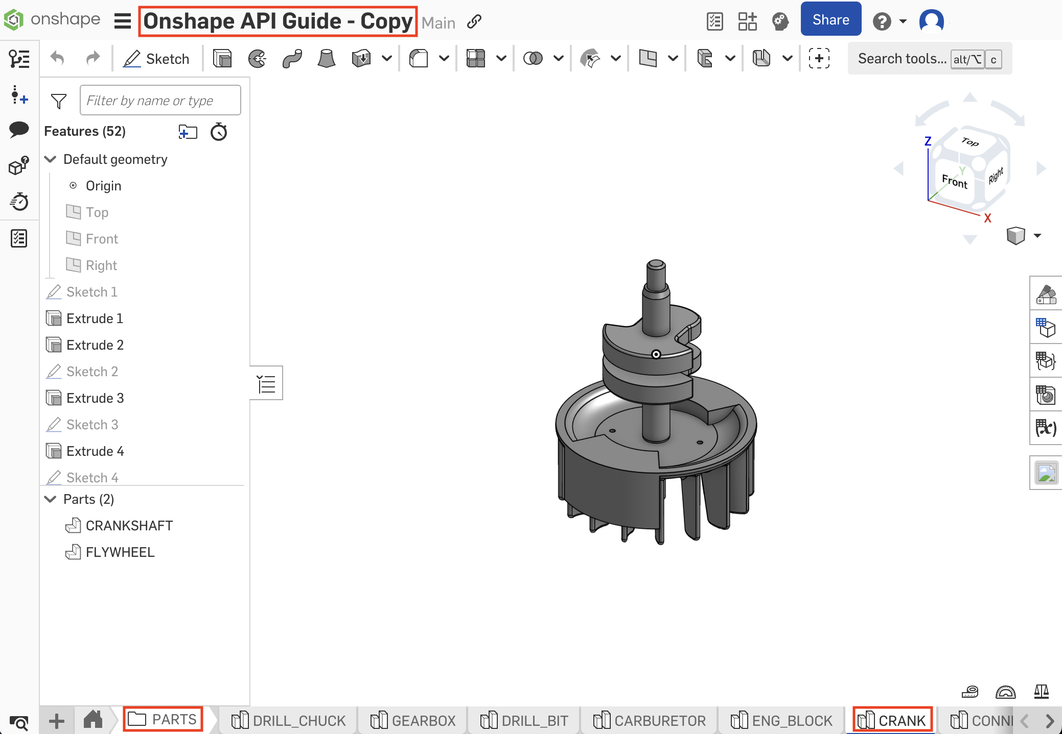 crank part studio tab in the copied api guide document