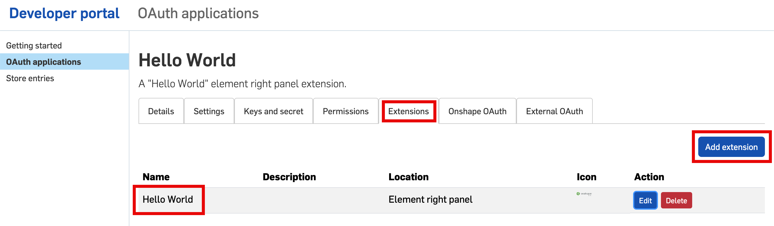 New extension in the dev portal