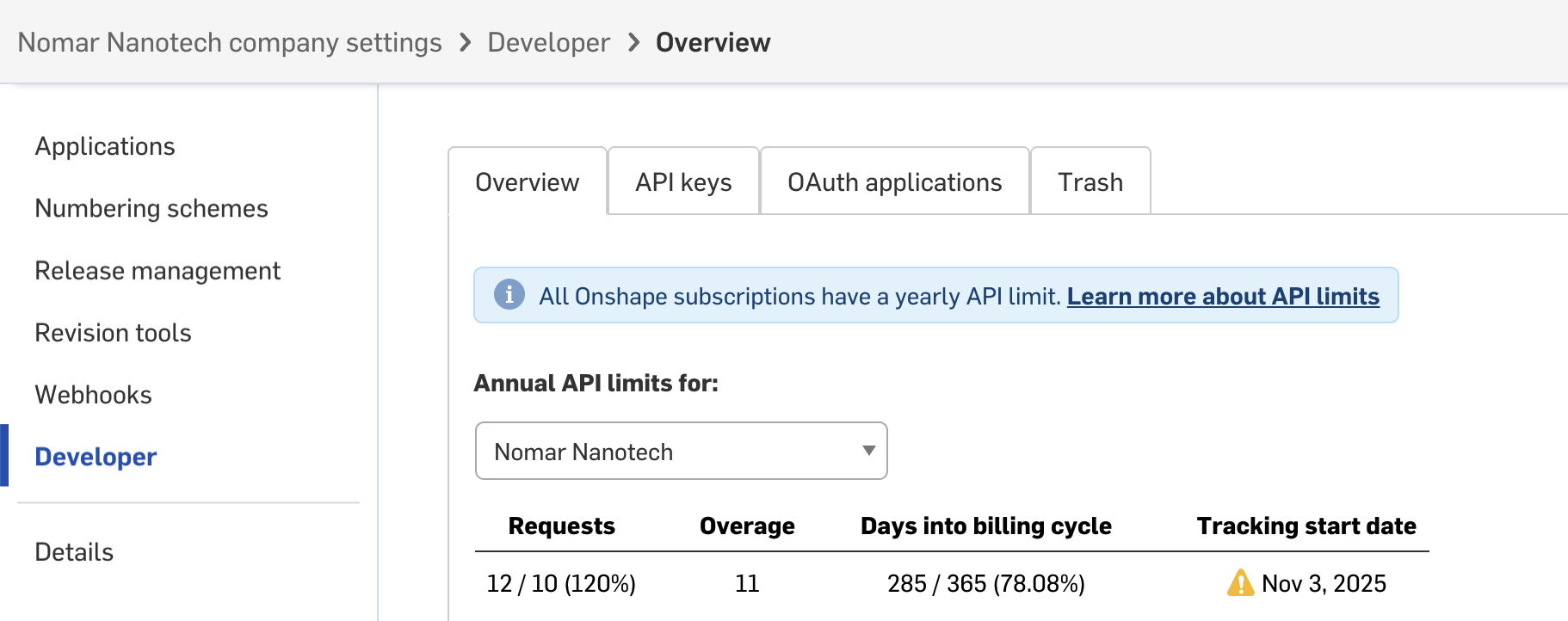 api usage in onshape enterprise settings